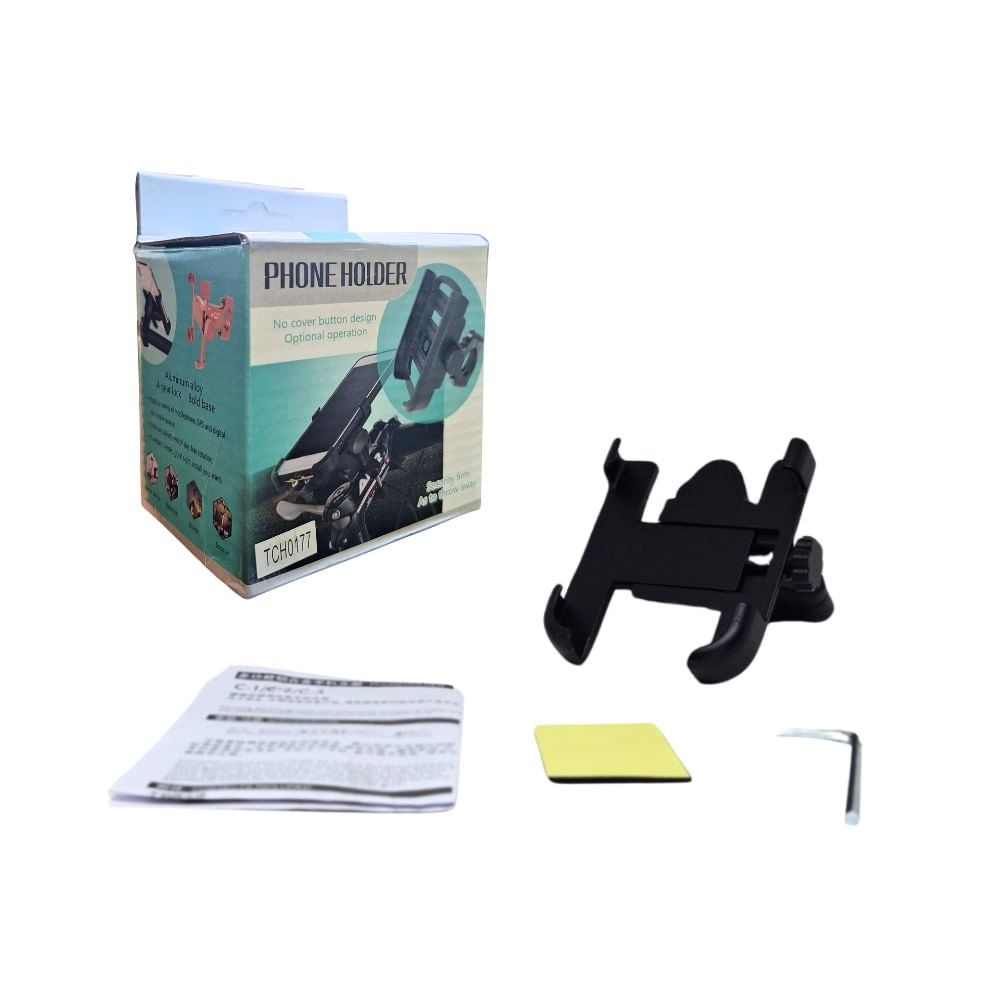 Soporte Celular Para Moto y bicicleta timon o Aluminio C-1 Negro