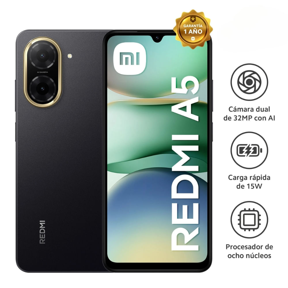 Celular Xiaomi Redmi A5 Dual SIM 128GB Negro 4GB + 4GB RAM