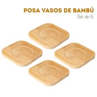 Posa Vasos Porta Vasos de Bambú 6 Unidades