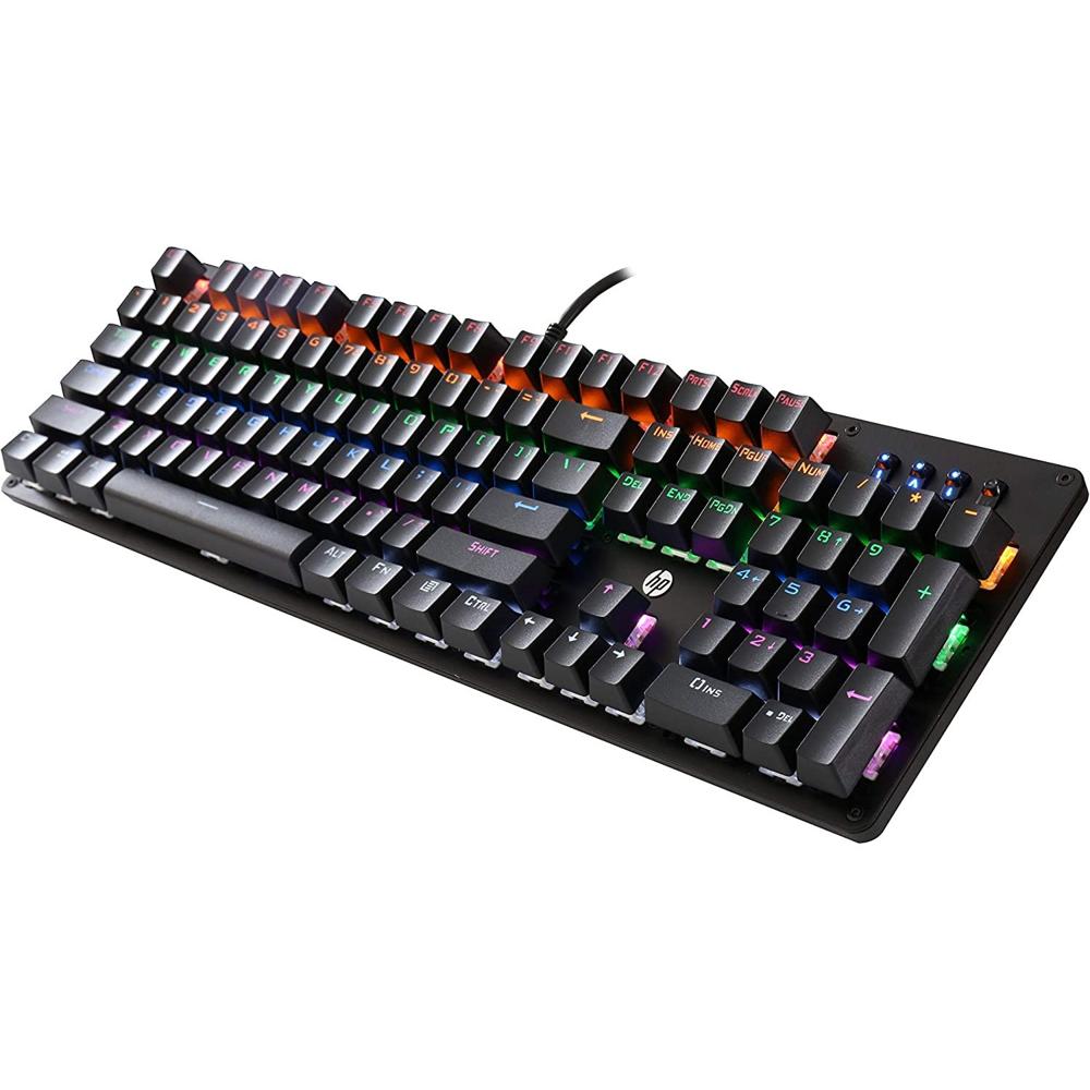 HP Teclado Mecánico Gamer GK100 USB ABNT2 LED RGB Negro - 7JH28AA