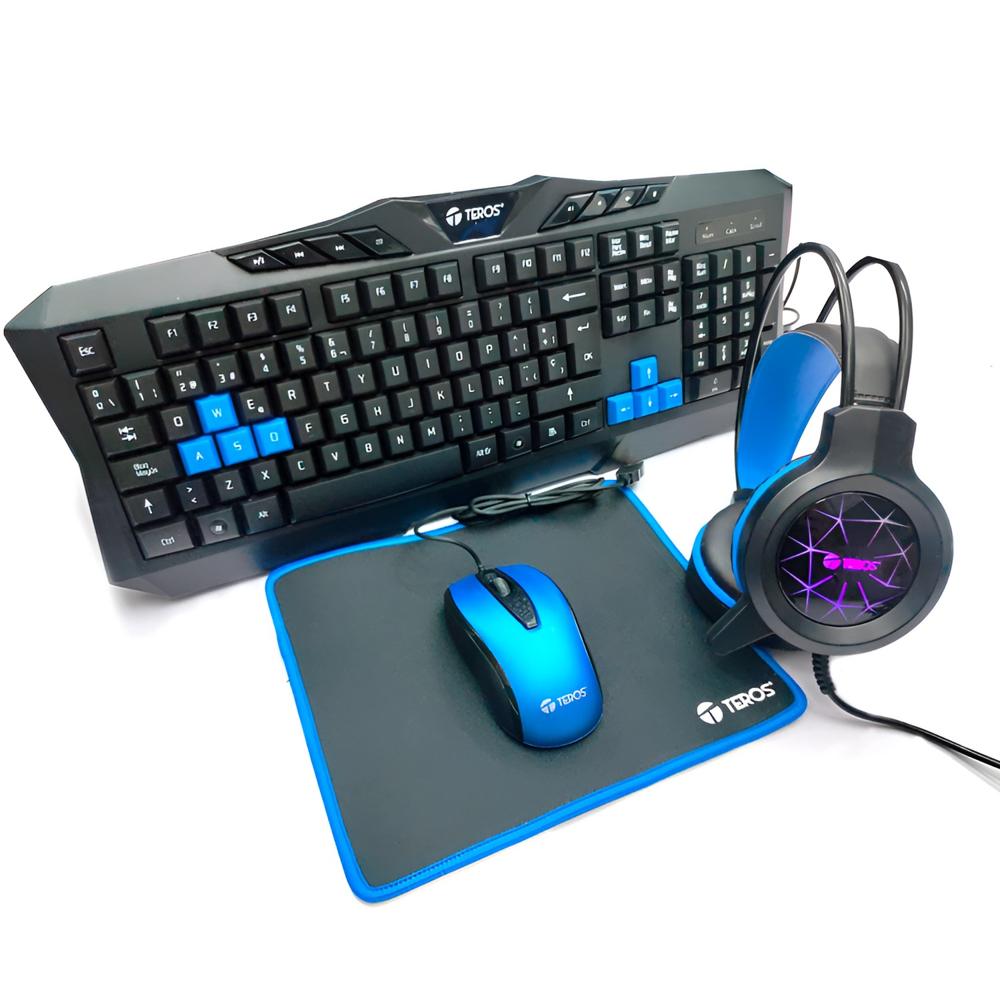 Teros Combo Gamer Teclado Mouse Headset y Mouse Pad - TE-4050B