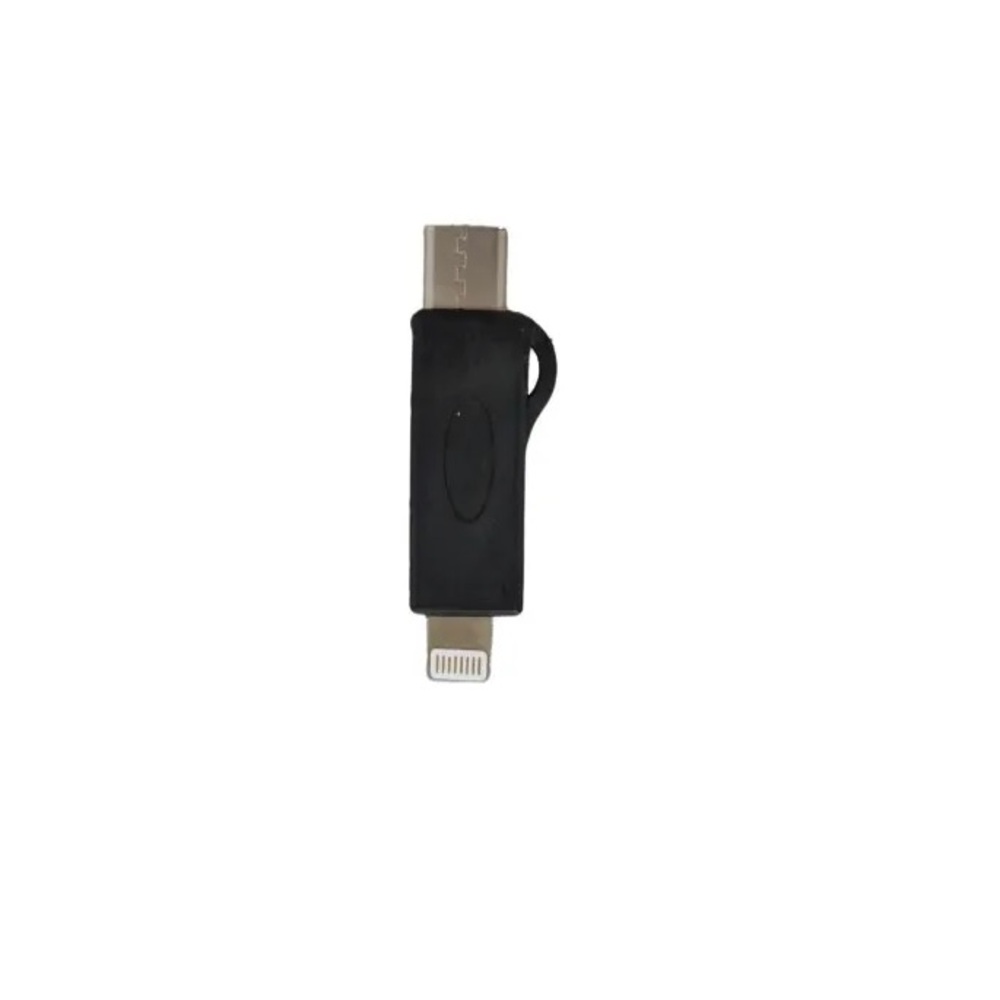 Adaptador de Iluminación Micro Usb Conector A Tipo C y Lightning Negro