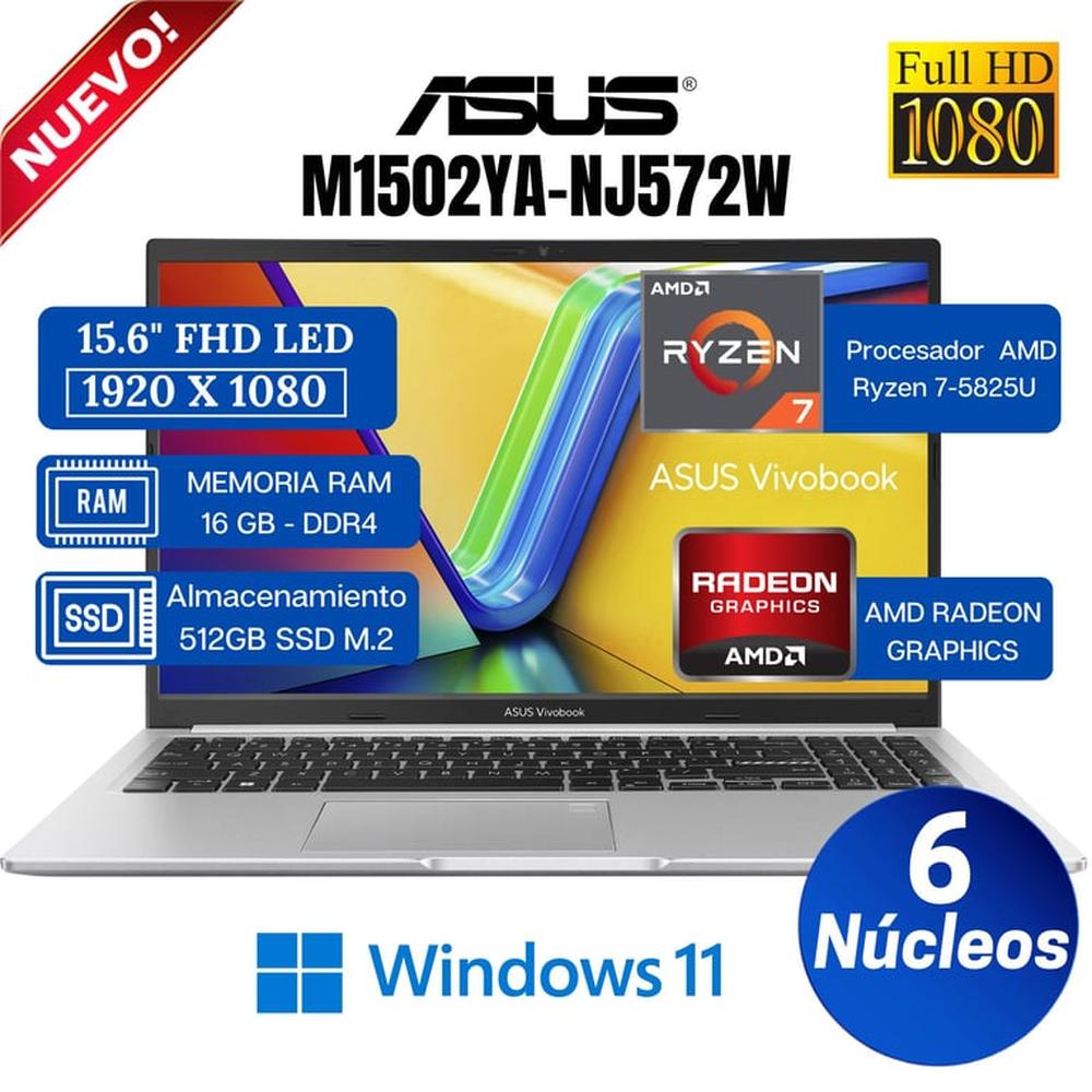 Laptop ASUS Vivobook M1502YA-NJ572W 15.6"" FHD AMD Ryzen 7-5825U, Ram 16GB, Ssd 512GB, Win 11 Home