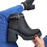 Botin Mujer Taco 7 Gamusa 1177 5C-63 Color Negro