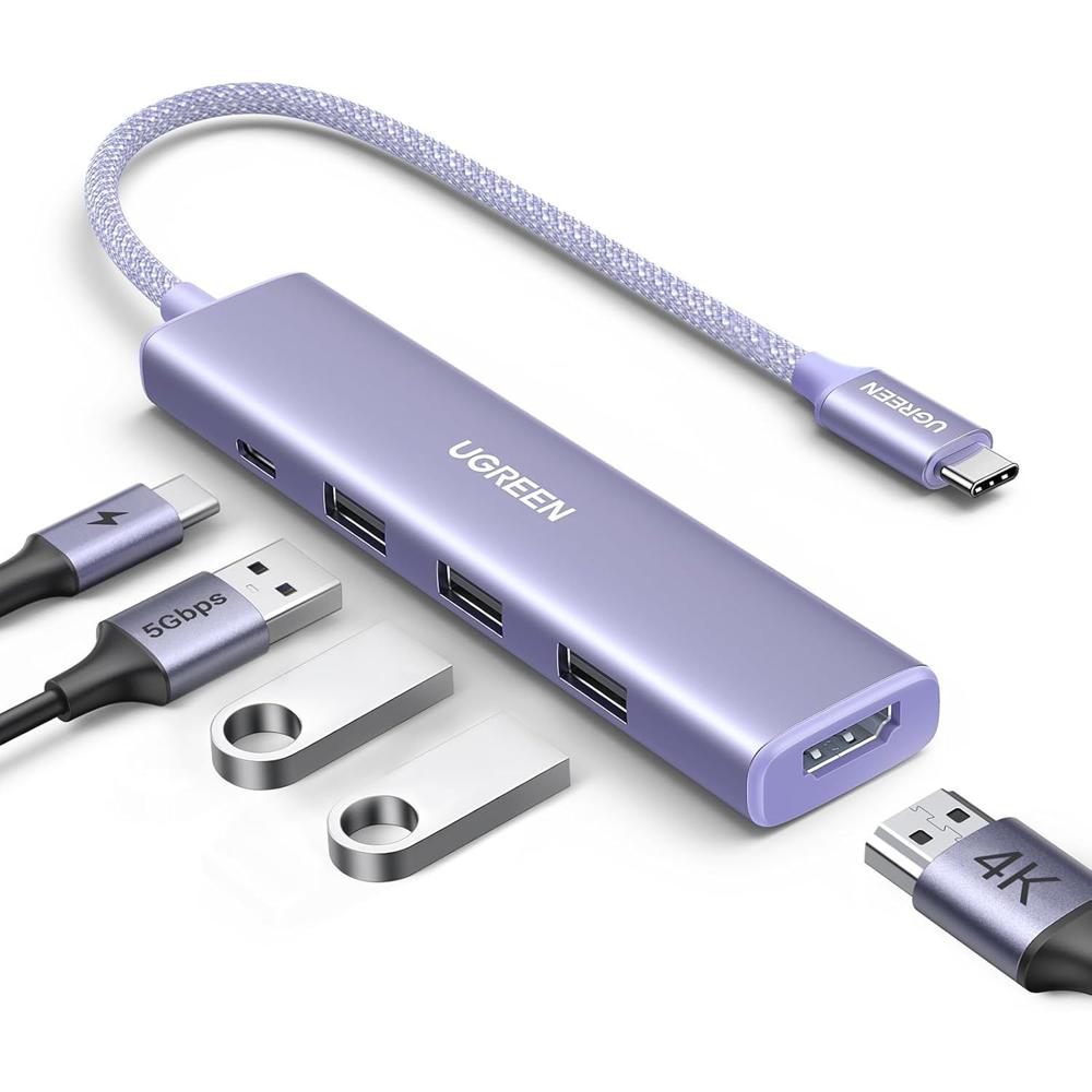 Ugreen Hub 5 En 1 USB-C HDMI 4K 3x USB-A 3.0 PD 100W CM478 - 35582