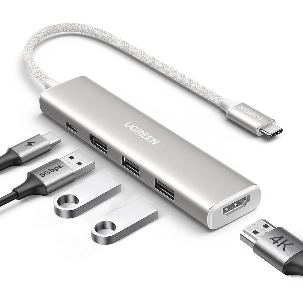Ugreen Hub 5 En 1 USB-C HDMI 4K 3x USB-A 3.0 PD 100W CM478 - 35580