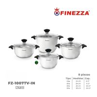 Juego de ollas FINEZZA Acero Inoxidable FZ-1007TV-IN 8 Piezas