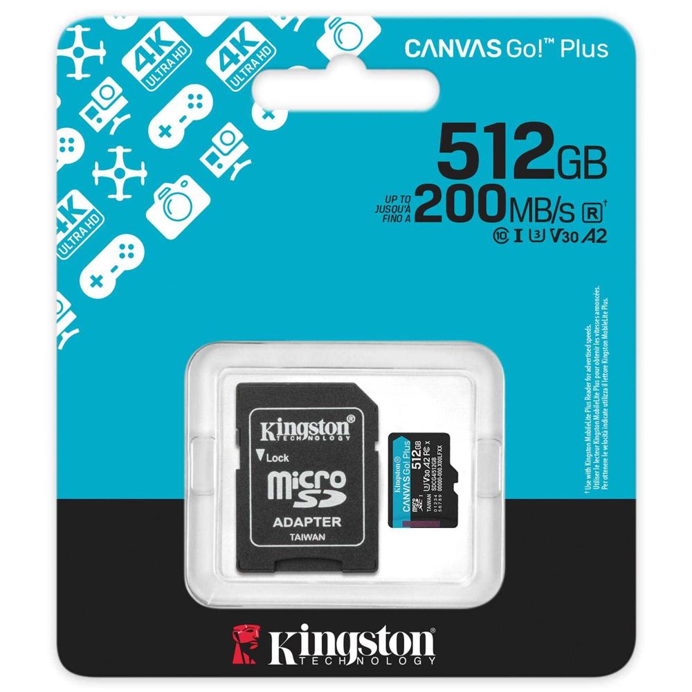 Kingston 512GB Canvas Go Plus Gen 4 U3 MicroSDXC - SDCG4/512GB
