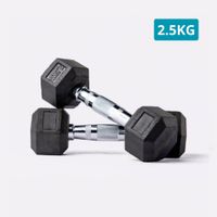 Mancuerna Pesa Hexagonal Cromada y de Caucho 2.5Kg 2pzs