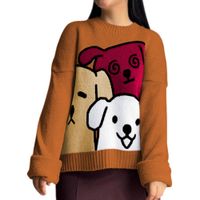 Chompa Mujer 359G-27 Hilo Alpino Barnizado En Los Perros Color Camel