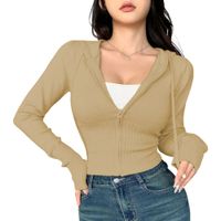 Chompa Mujer Cierre 463G-27 Hilo Tacto Algodon Cierre Jalapitas Y Capucha Color Beige