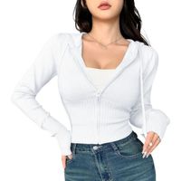 Chompa Mujer Cierre 463G-27 Hilo Tacto Algodon Cierre Jalapitas Y Capucha Color Blanco