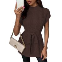 Chompa Mujer Dralom Lana Lazo Incluido Doble Abertura 127G-30 Color Marron