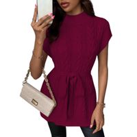 Chompa Mujer Dralom Lana Lazo Incluido Doble Abertura 127G-30 Color Vino