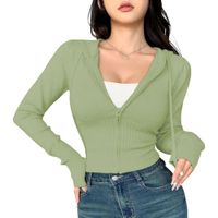 Chompa Mujer Cierre 463G-27 Hilo Tacto Algodon Cierre Jalapitas Y Capucha Color Verde