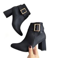 Botin Mujer Hebillon 1177 Gamuza 5C-65 Color Negro