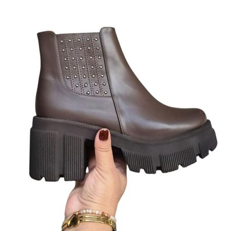 Botin Mujer Perlas Taco 5 1177 5C-60 Color Marron Talla 38