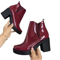 Botin Mujer Taco 7 Charol 1177 5C-60 Taco 7 Color Vino