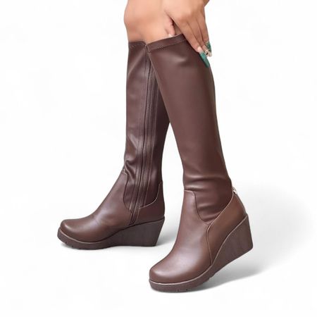Bota Mujer Strech Cuña 7 1299 5C-75 Color Marron Talla 39