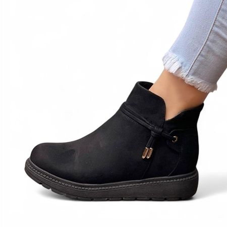 Botin Mujer Acolchada Gamuza 1299 5C-55 Color Negro Talla 39