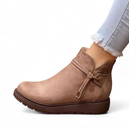 Botin Mujer Acolchada Gamuza 1299 5C-55 Color Beige Talla 36