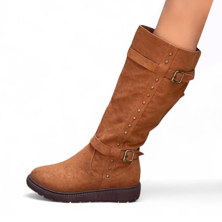 Bota Tres Cuartos Gamuza Acolchada Interior 1299 5C-65 Color Camel Talla 36