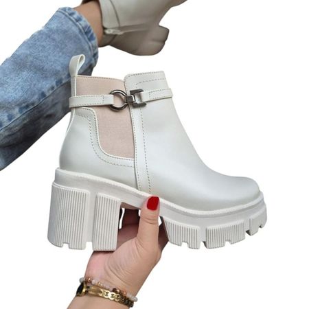 Botin Mujer Traba 7 1177 5C-60 Color Hueso Talla 35