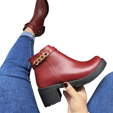 Botin Mujer Doble Taco 5 1177 5C-58 Color Vino Talla 39