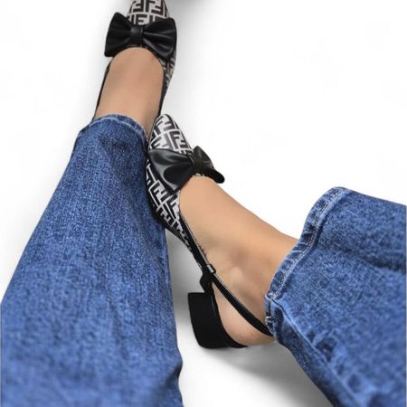 Sandalia Mujer Moño Taco 3 1177 5C-55 Color Negro Talla 38