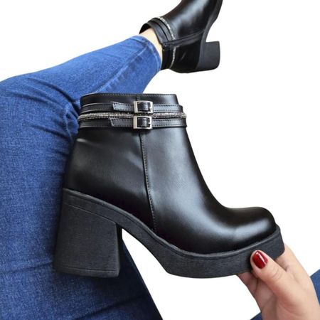 Botin Mujer Taco 7 1177 5C-63 Color Negro Talla 37