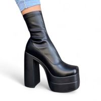 Botin Mujer Latex Strech Taco 13 1299 5C-95 Color Negro