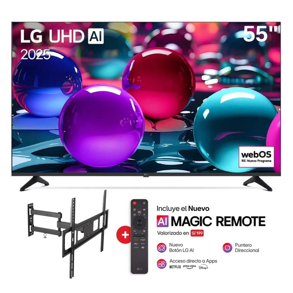 Televisor LG 55 Smart UHD 4K Thinq Ai 55UA7300PSB + Rack Giratorio