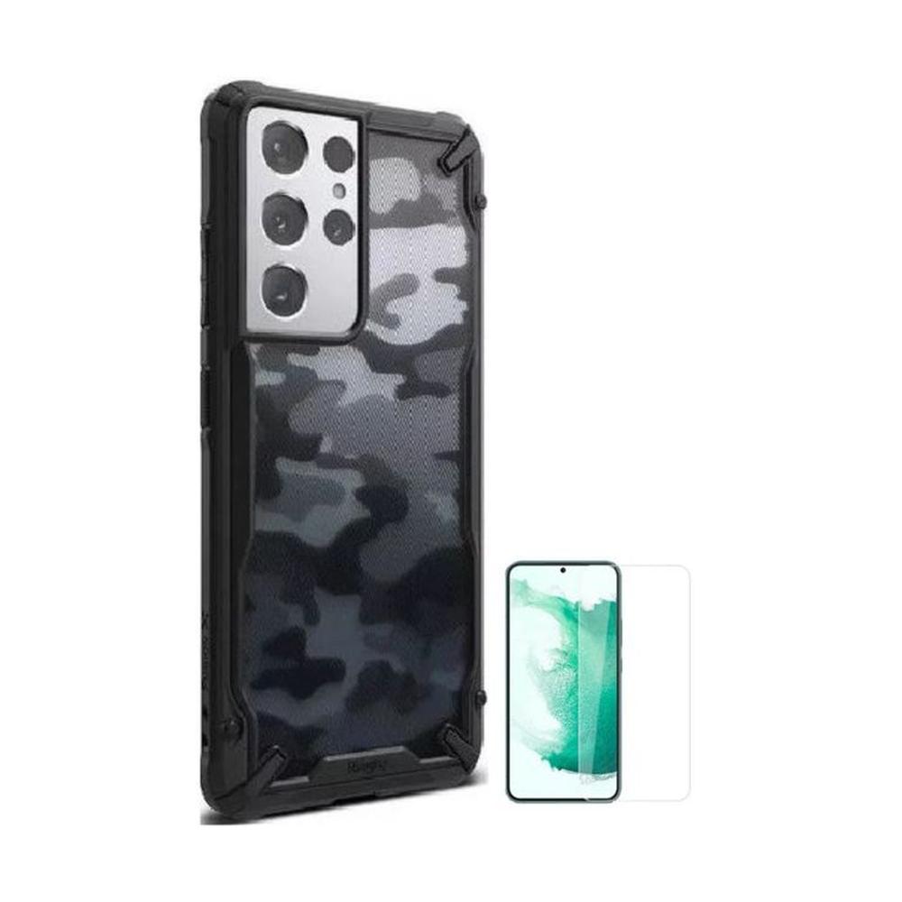 CASE RINGKE FUSION X CAMUFLADO SAMSUNG S21 ULTRA Y VIDRIO