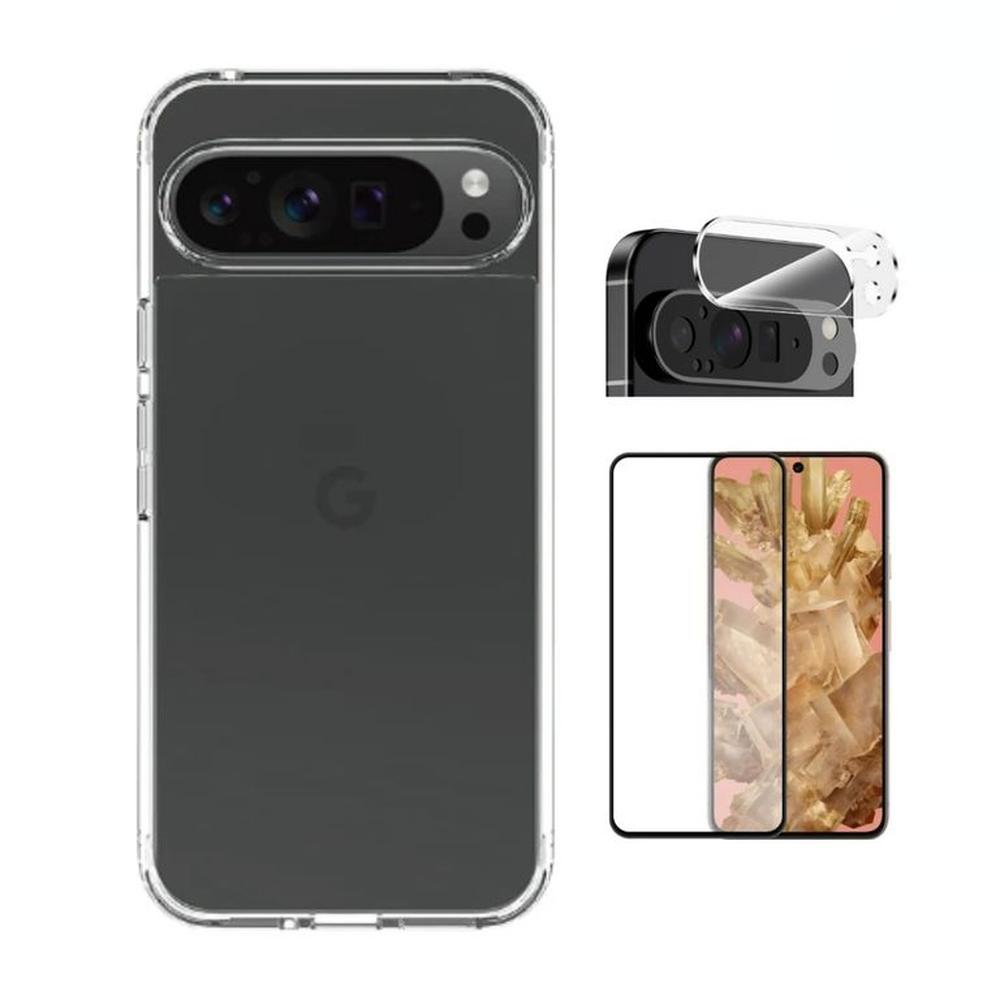 CASE CLEAR BUMPER PIXEL 9 PRO XL Y VIDRIOS