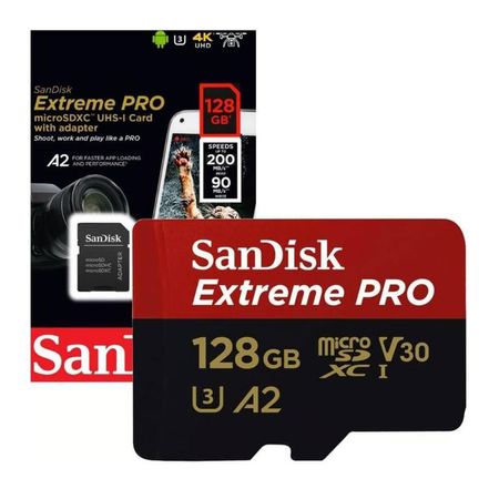 Memoria MICRO SD SANDISK EXTREME PRO 128GB de 200mbs