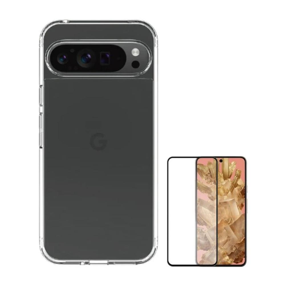 CASE CLEAR BUMPER PIXEL 9 y 9 PRO Y VIDRIO