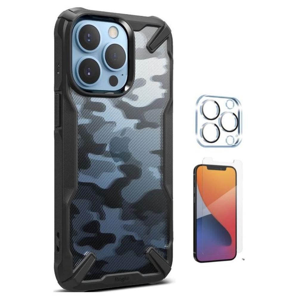 CASE RINGKE FUSION X CAMUFLADO IPHONE 13 PRO MAX Y VIDRIOS