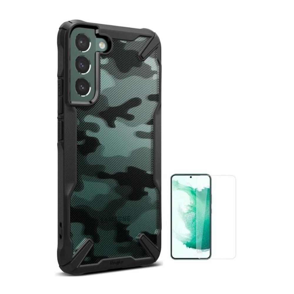 CASE RINGKE FUSION X CAMUFLADO SAMSUNG S22 PLUS Y VIDRIO UV