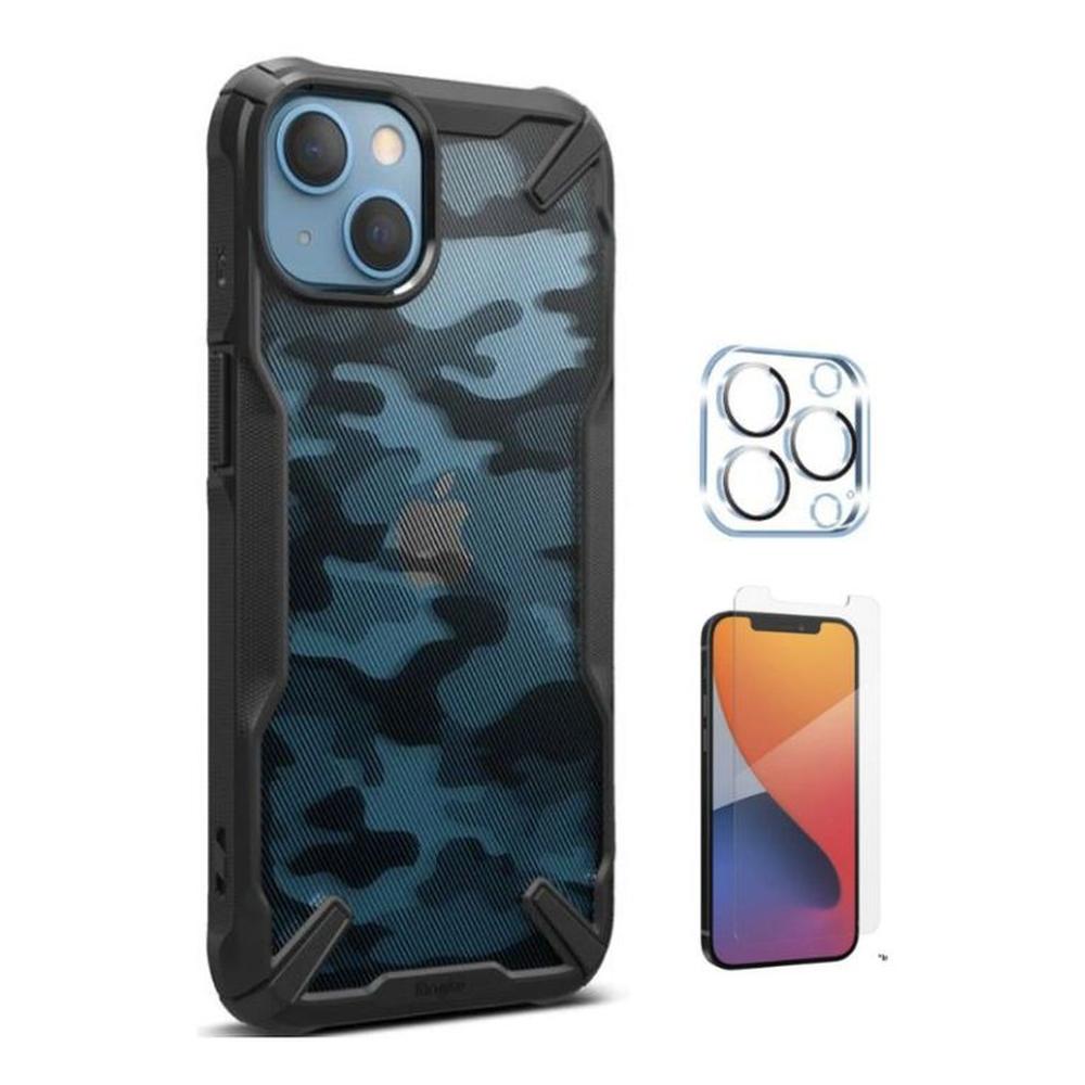 CASE RINGKE FUSION X CAMUFLADO IPHONE 13 Y VIDRIOS