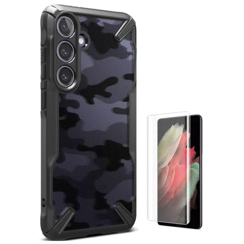 CASE RINGKE FUSION X CAMUFLADO SAMSUNG GALAXY S24 PLUS Y VIDRIO UV