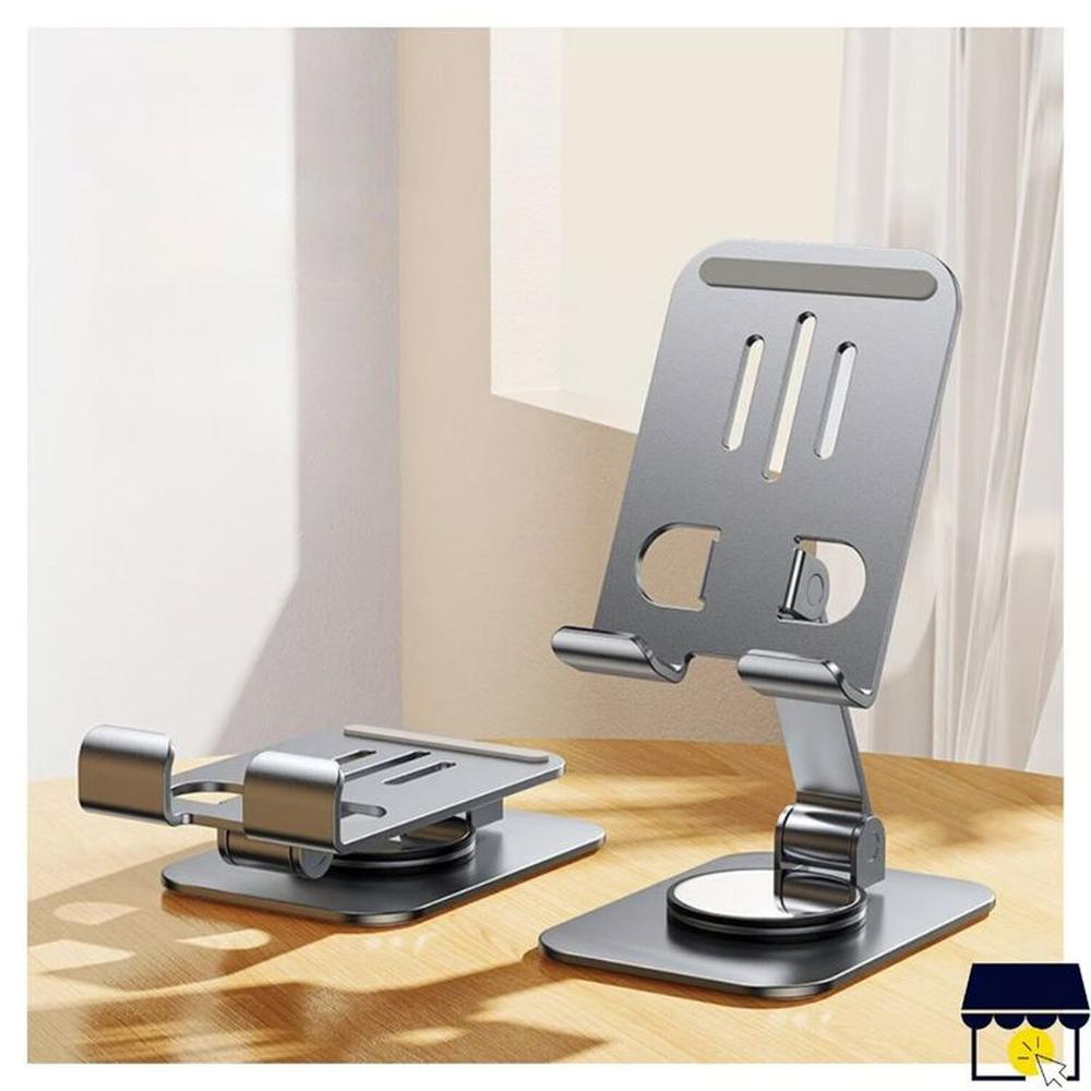 Soporte holder 360° de acero plegable para celular tablet - Plateado