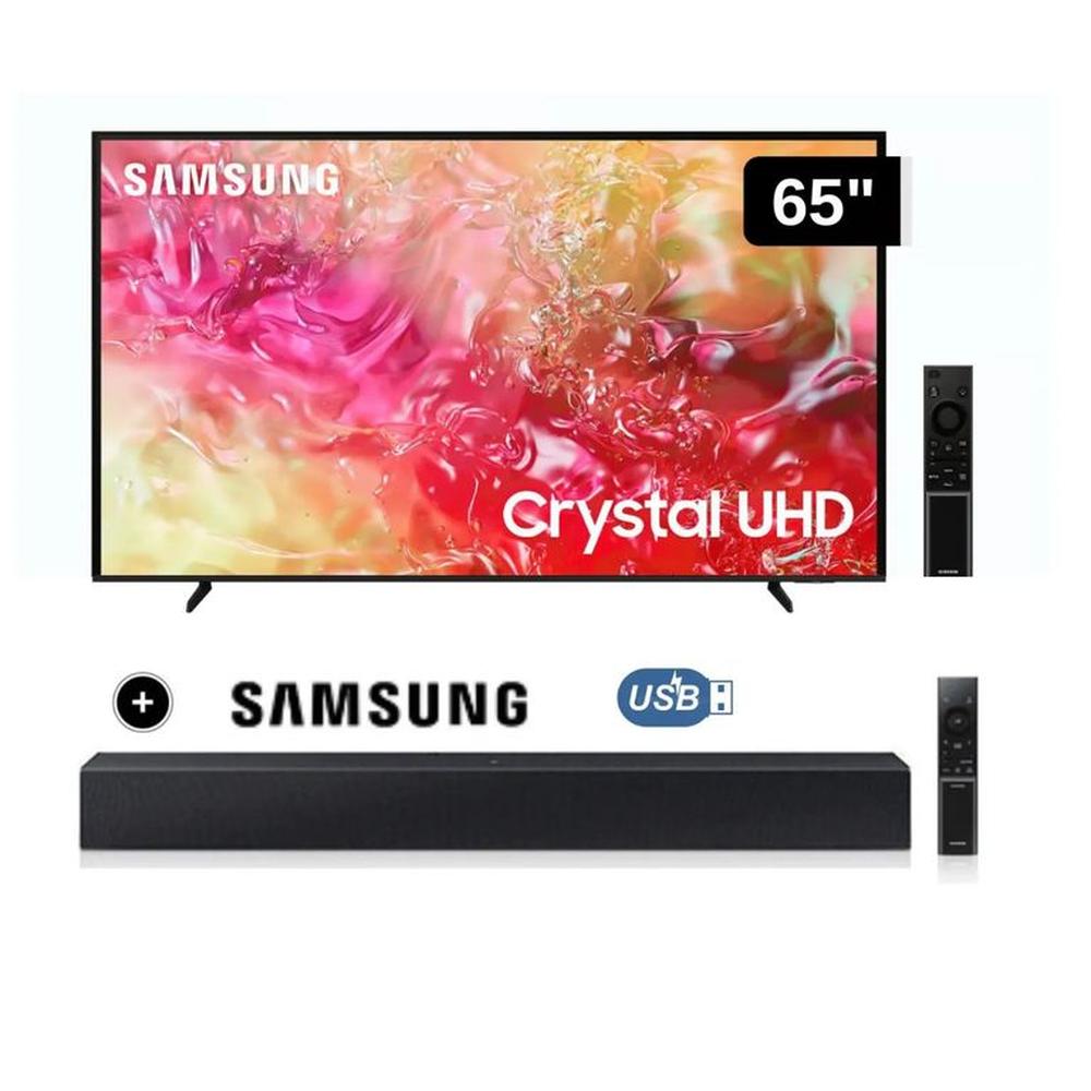 Televisor Samsung LED 65 Crystal UHD 4K 65DU7000 Tizen OS Smart TV + Soundbar HW C400