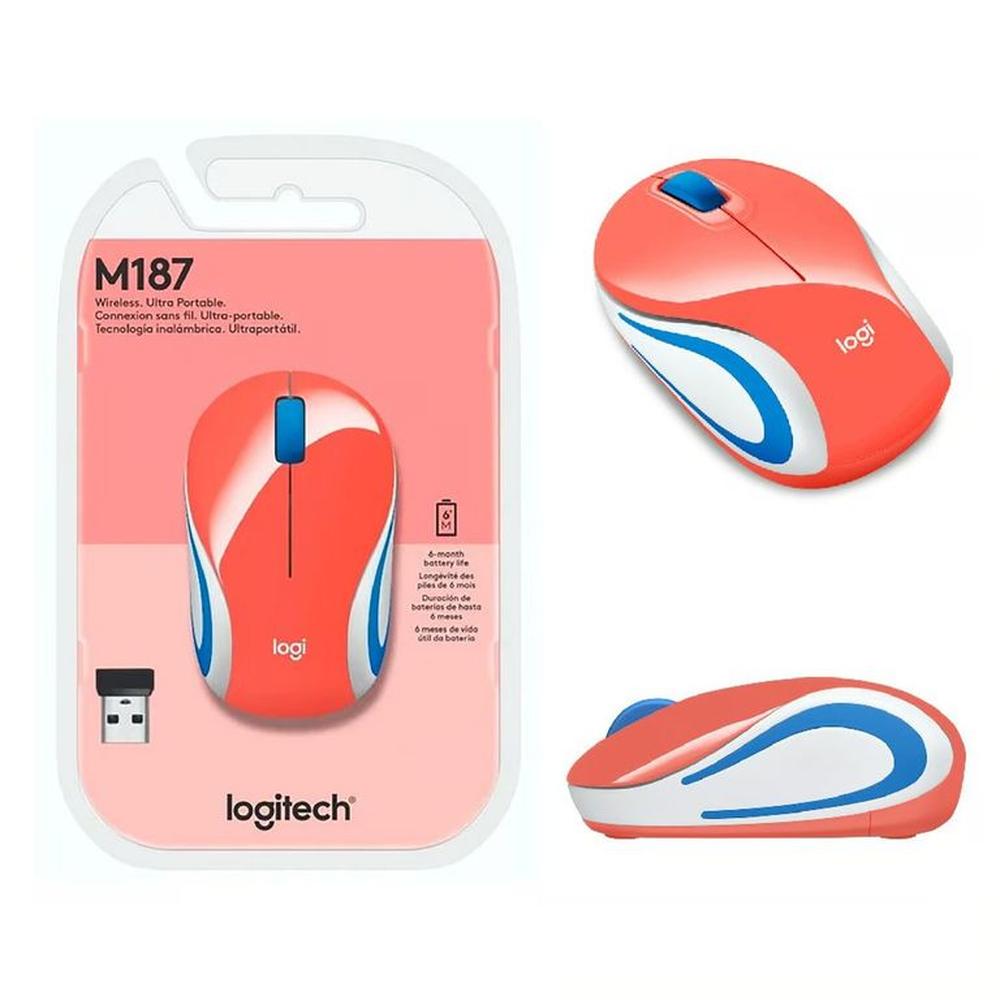 Mouse Inalámbrico Logitech M187 Mini Coral