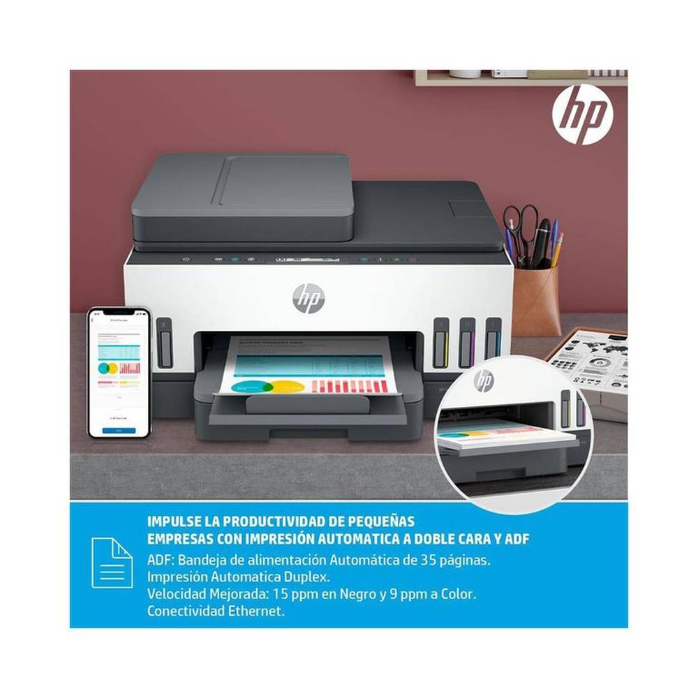 Impresora HP Smart Tank 750 Multifuncional ADF Duplex Wifi