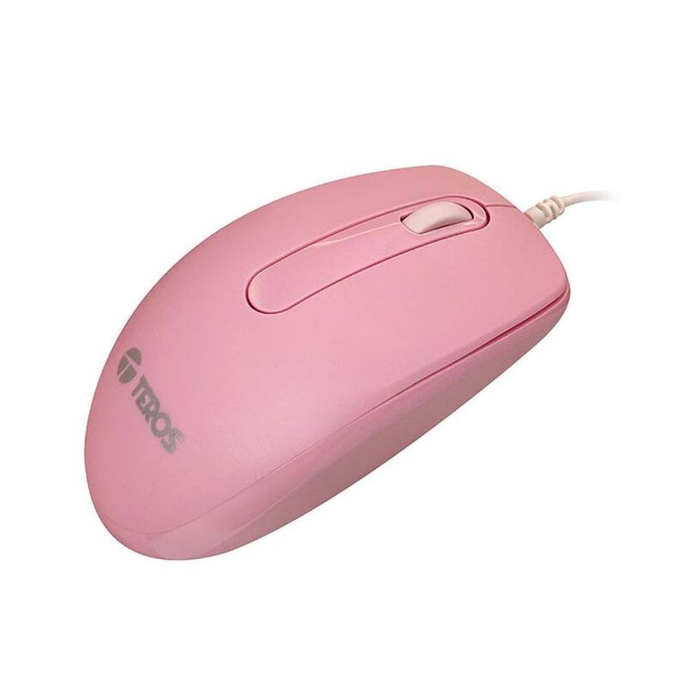 Mouse rosado TEROS TE-1221s conexion usb , 1000 DPI , 3 botones