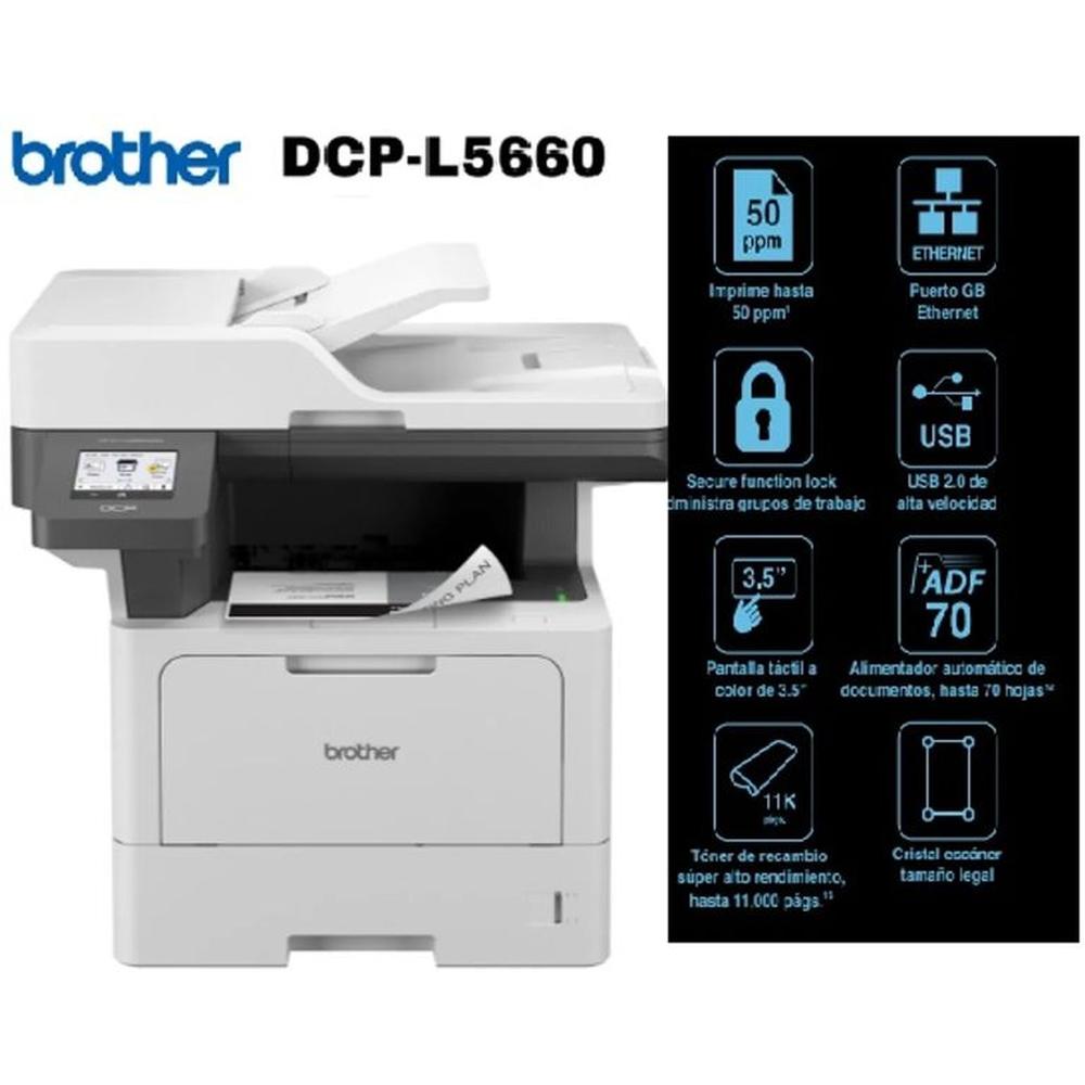 Impresora laser multifuncional Brother DCP-L5660DN monocromática
