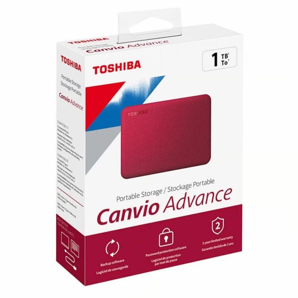 Disco Duro Externo Toshiba Canvio Advance 1TB - Rojo - Portátil