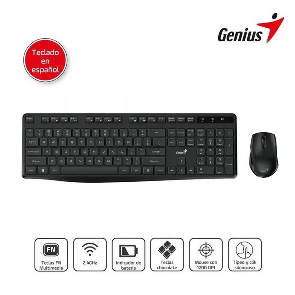 Teclado Genius con Mouse wireless KM-8206S USB multimedia black