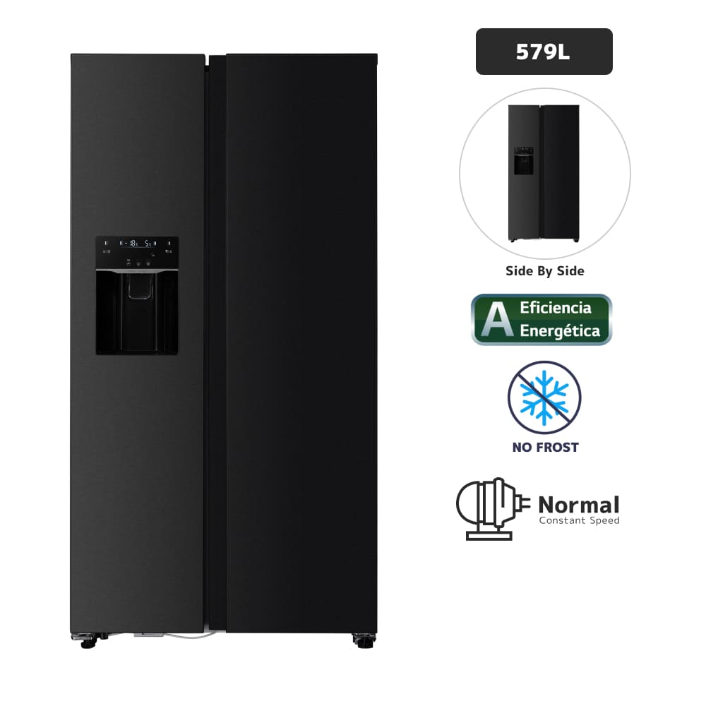 Refrigeradora BLACKLINE 579L No Frost SBS576L Black Inox