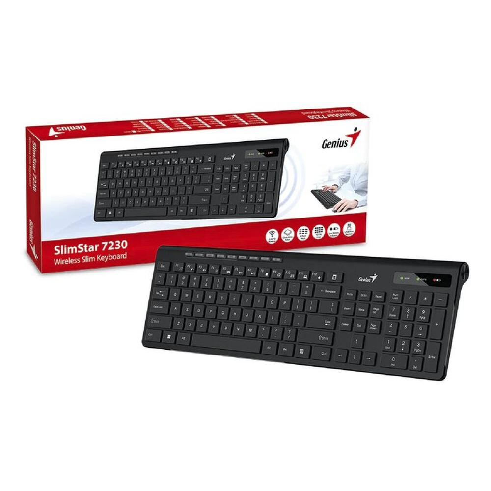 TECLADO GENIUS SLIMSTAR 7230 WIRELESS MULTIMEDIA SP BLACK